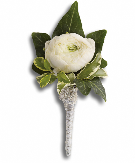 Blissful White Boutonniere