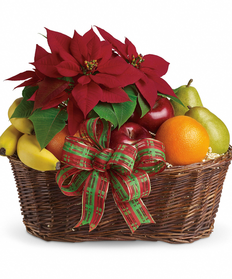 Fruit and Poinsettia Basket