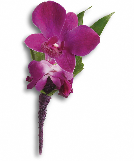 Perfect Purple Orchid Boutonniere