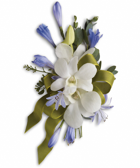 Blue and White Elegance Corsage