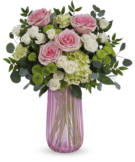 pink and green flower arrangement