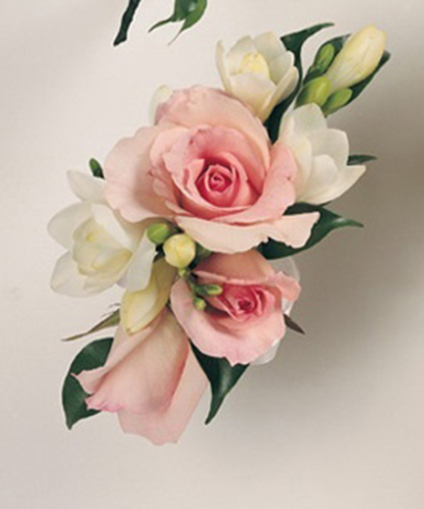 Freesia and Spray Rose Corsage